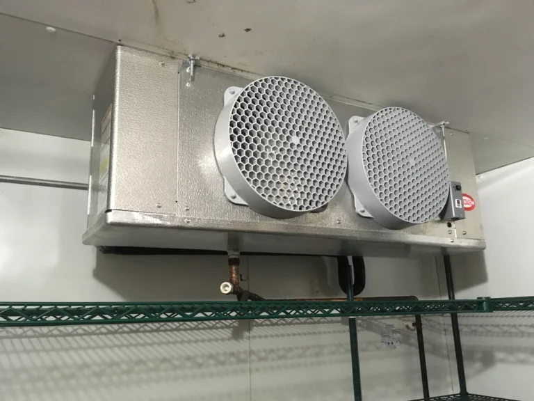 Evaporator coil inside a Bay Area restaurant walk-in